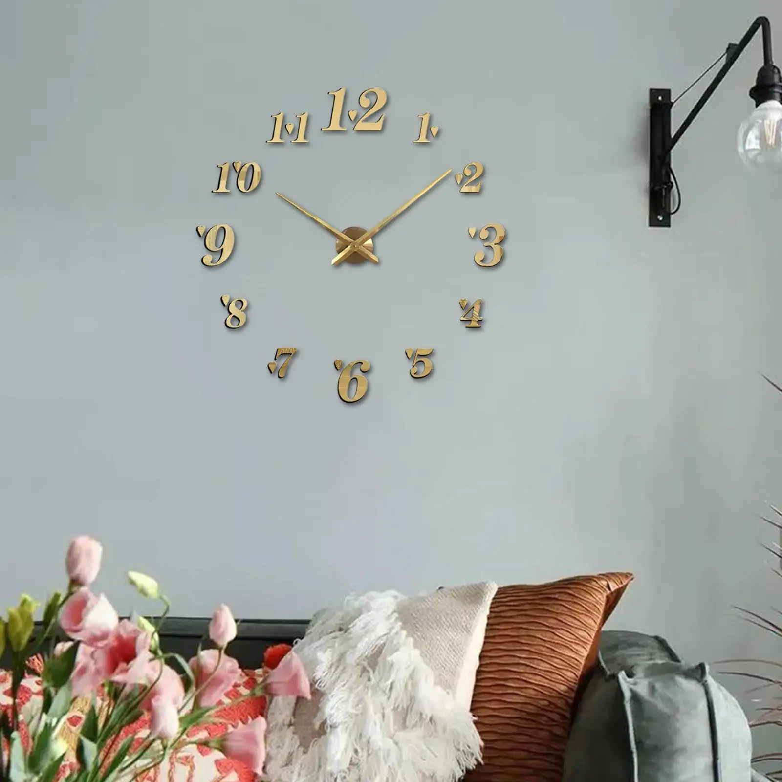 Acrylic DIY 3D Wall Clock Wall Stickers Arabic Numerals Clock Battery Powered Frameless for Home Kitchen Bedroom Office Decor