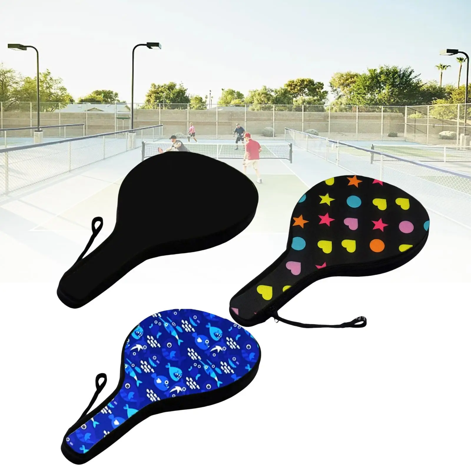 Neoprene Pickleball Paddle Bag Racket Case Cover Storage Carrier Storage Protective Sleeve Zipper Pouch Holder Accessories Gift