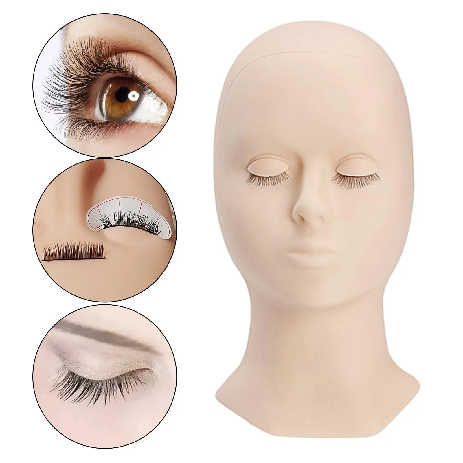 Practice Head Model False Eyelash Extension Replaced Eyelids for Training