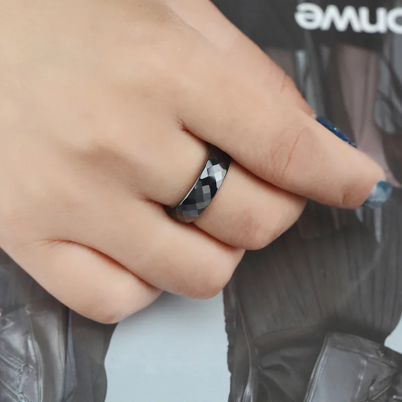 Kolmnsta 4/6 mm rosa Keramikring für Damen, handgeschnitten, hochwertiger Schmuck ohne Kratzer, Unisex-Ringe, allergiefrei, Schwarz, Weiß – Detail 5