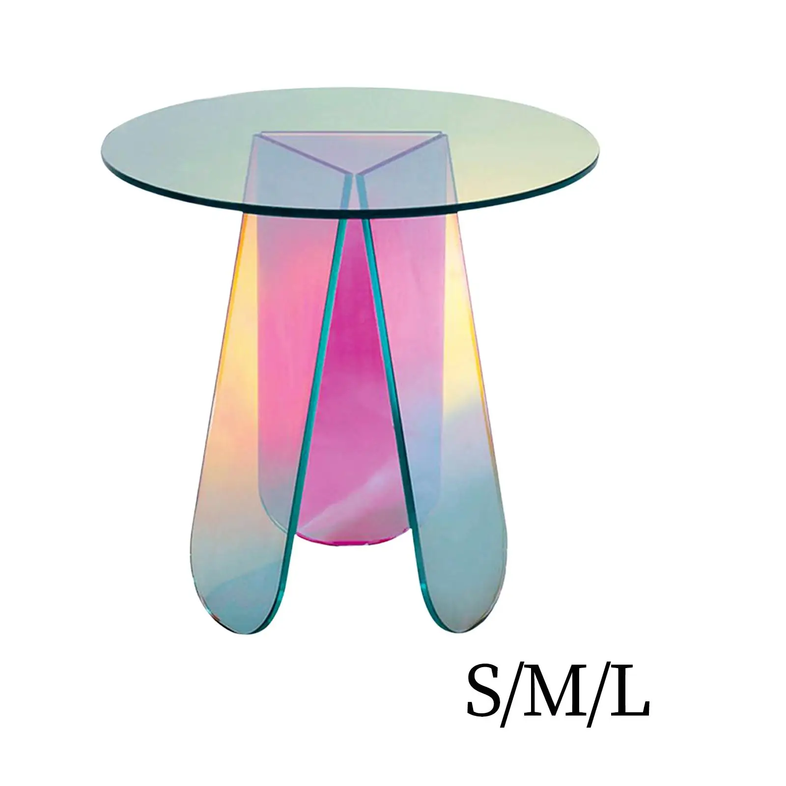 DIY Acrylic Coffee Table End Table Iridescent Assembly Side Table Round Modern for Living Space Bedside Tables NightStand