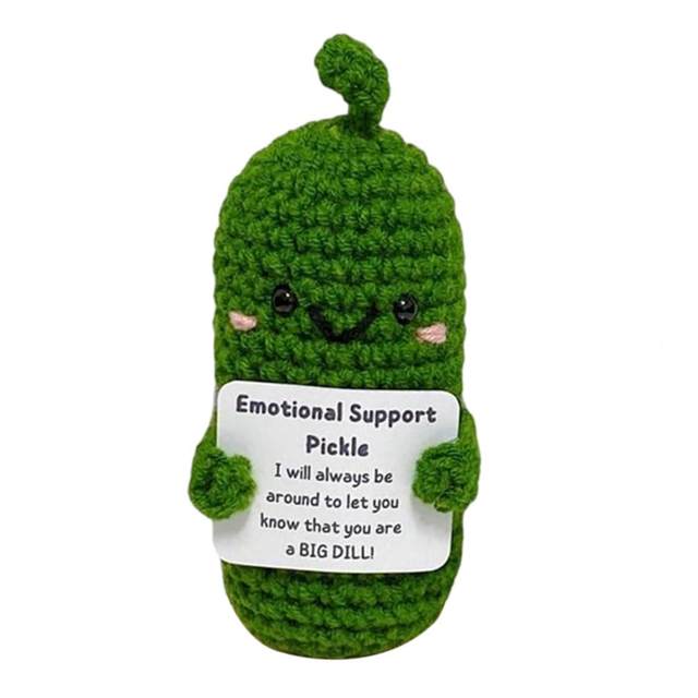 Handmade Emotional Support Pickle Crochet Smiley Sour Cucumber Knitted  Pickle with Positive Card Cheer up Gift Crochet Decor - AliExpress