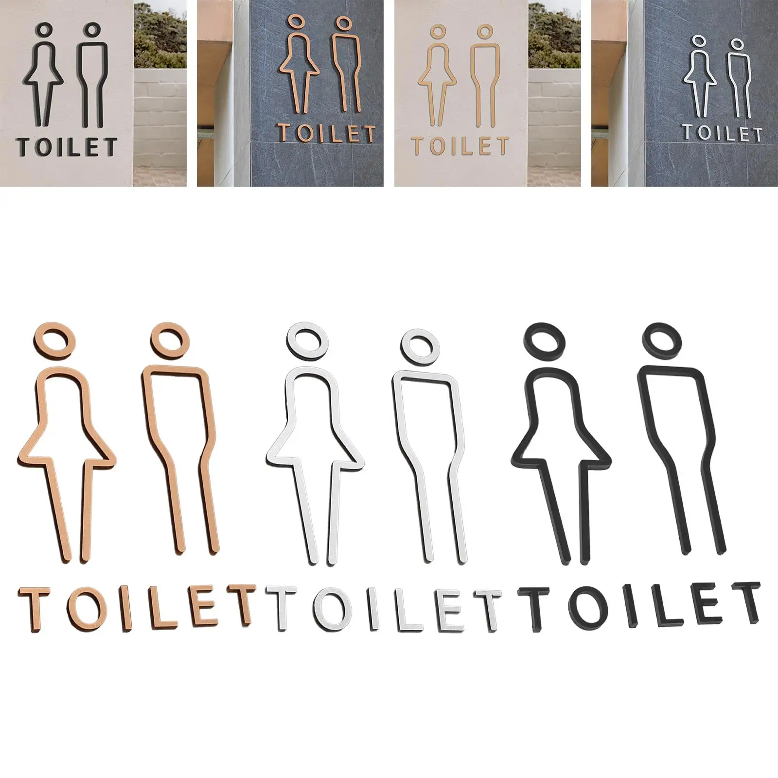 2Pcs Toilet Sign Public Place Decor Office Retro Wall Label Sticker Male Female No Drilling WC Sign Toilet Signage Signage Board