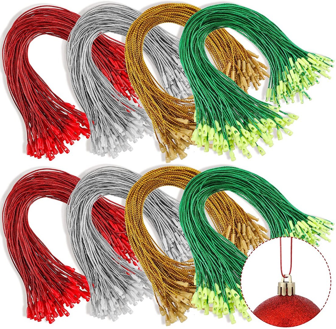 100Pcs 20CM Tag Seile Weihnachten Baum Ball Ornamente Aufhänger String Band Haken Vorgeschnitten Mit Snaps Locking Für weihnachten Label Lanyard – Detail 7