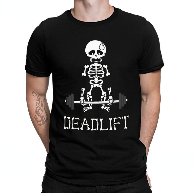 Crânio Deadlift Clássico Impressão Camiseta Musculação Bombeamento