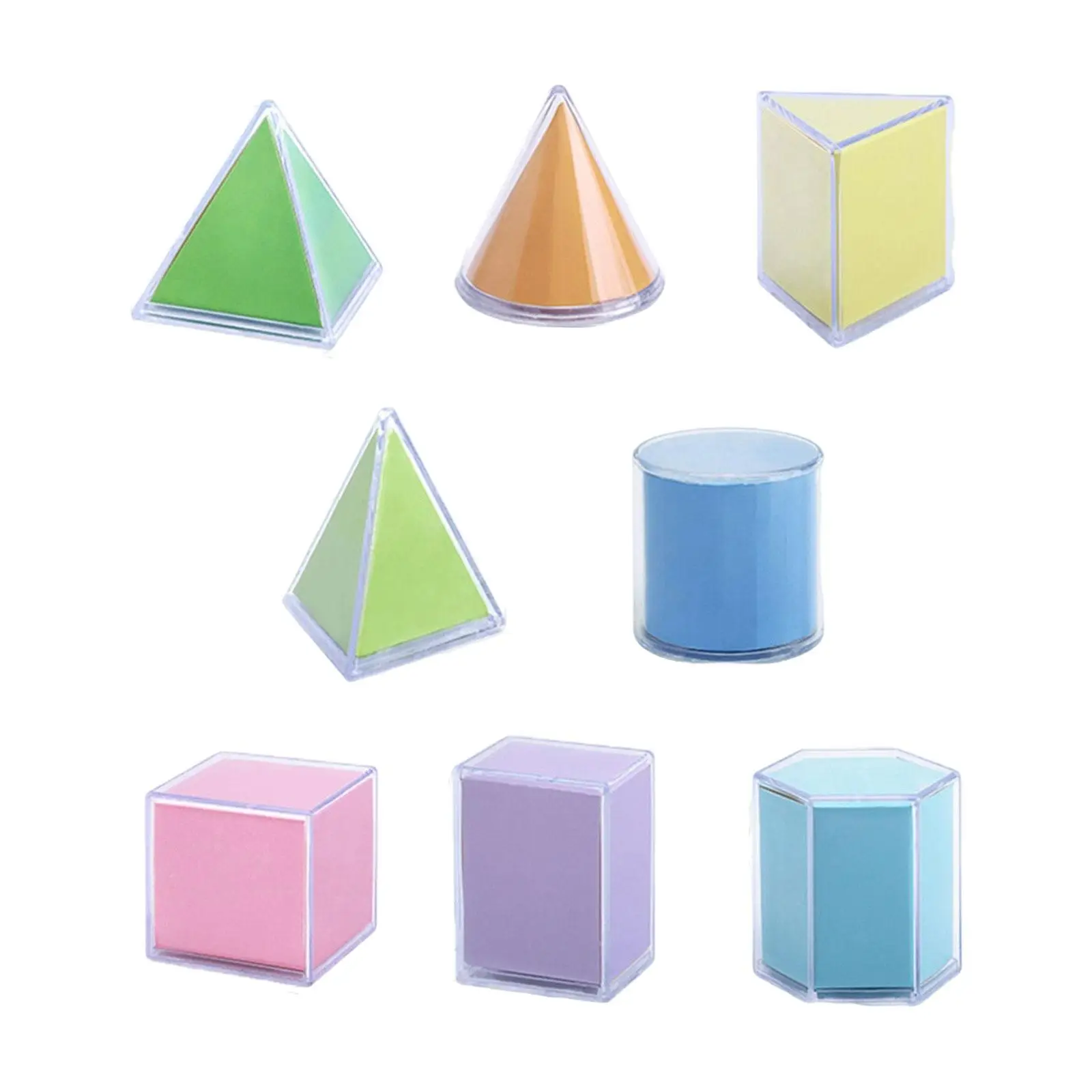 8 Pieces Transparent Geometric Shapes Blocks Montessori Toys Stacking Game Math