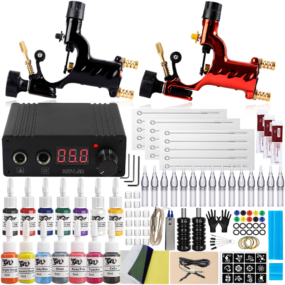 Best of Complete Tattoo Kits Beginner Rotary Tattoo Machine Sets With Tattoo Power Supply Needles Inks Makeup Tools Tattoo Artist Supply Reviews & Tips