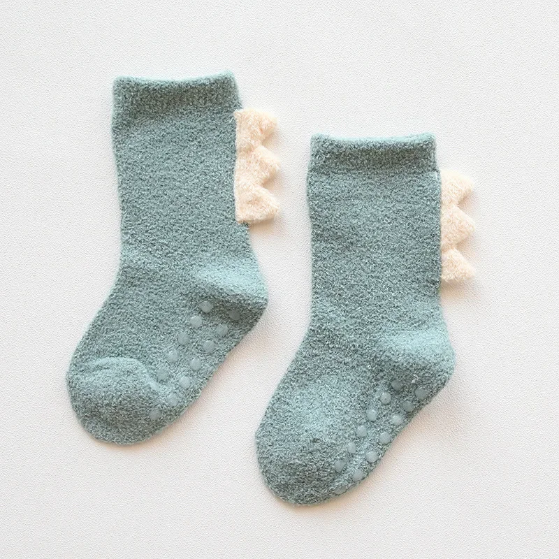S8058a587d5e24a3fa9c72734b9d659f2f 2Pairs Lovely Cute Cartoon Dinosaur Kids Baby Socks Girl Boy Non-slip Floor Socks Animal Infant Soft Cotton Thick Warm Leg Socks