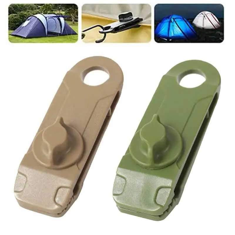 10x Reusable Camping Tent Clamps Lightweight Nylon Buckle Tarp Clips Heavy Duty Lock Grip for Backpacking Gear Hiking Wind Rope