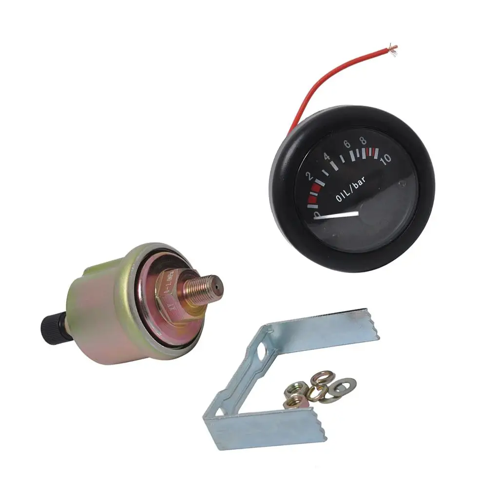 0-10Bar Oil Pressure Gauge Pointer  `` & NPT1/8 Sensor for Boat Marine