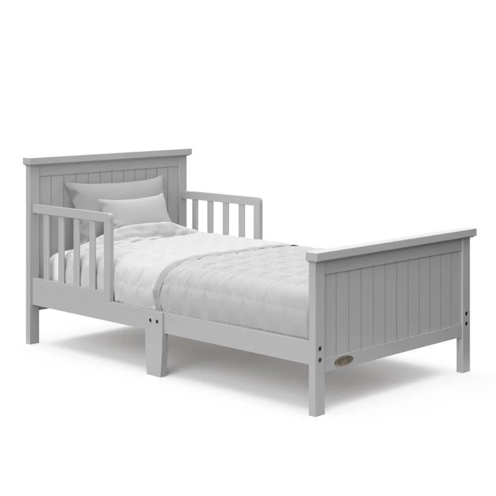 Graco Bailey Wood Single Toddler Kids Bed, Guardrails Included Pebble Gray