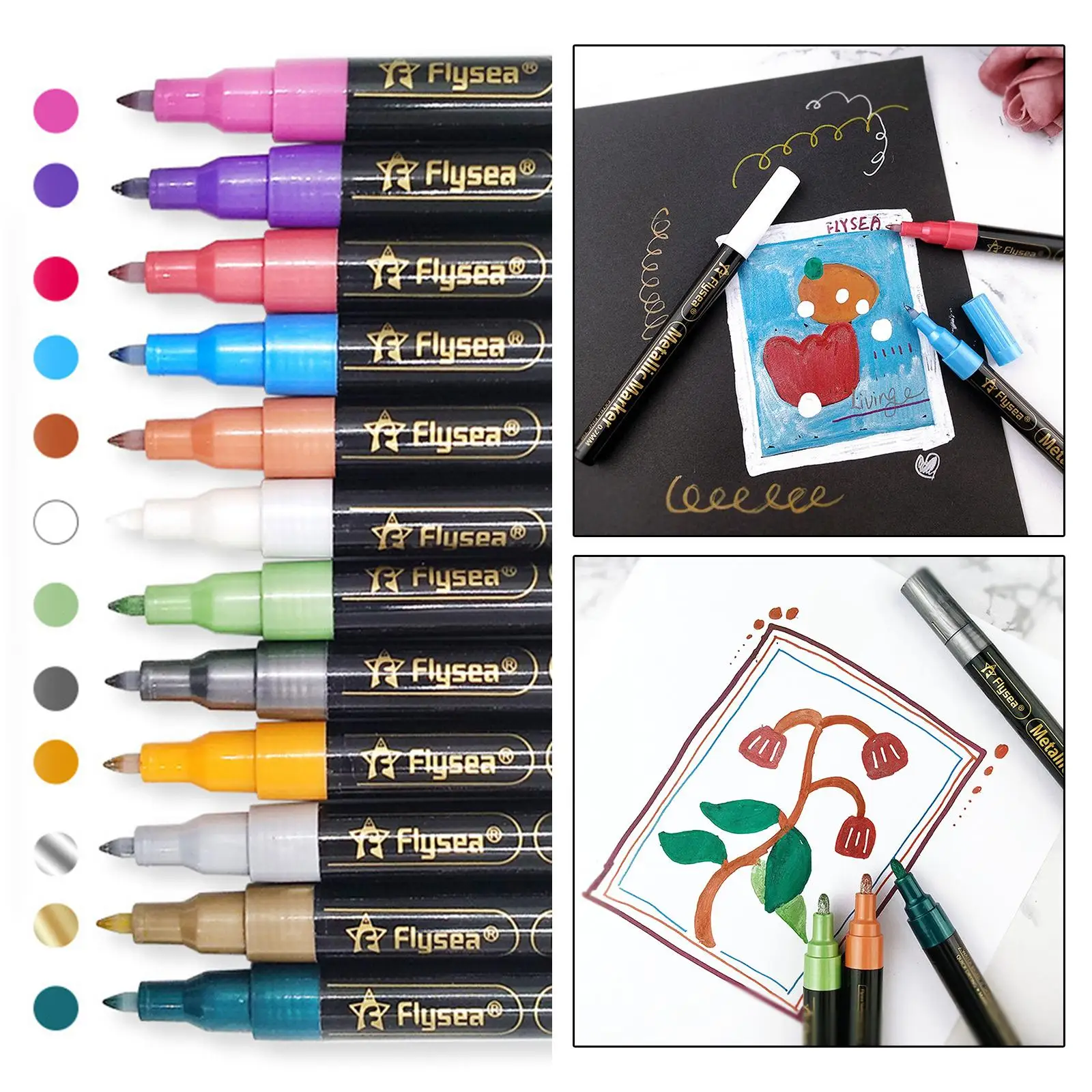 12 Colors Marker Pens Water Based Marker Pens Crafts Quick Drying  Painting Wood Photo Album Card Making Ceramic