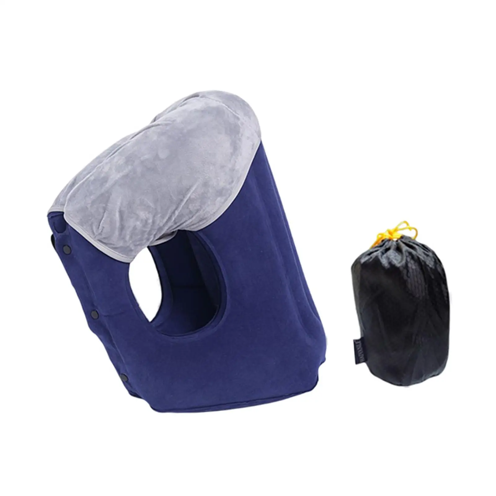Folding Inflatable Travel Pillow with Drawstring Bag Comfortably Support Head Inflatable Air Pillow for Car Train Sleeping