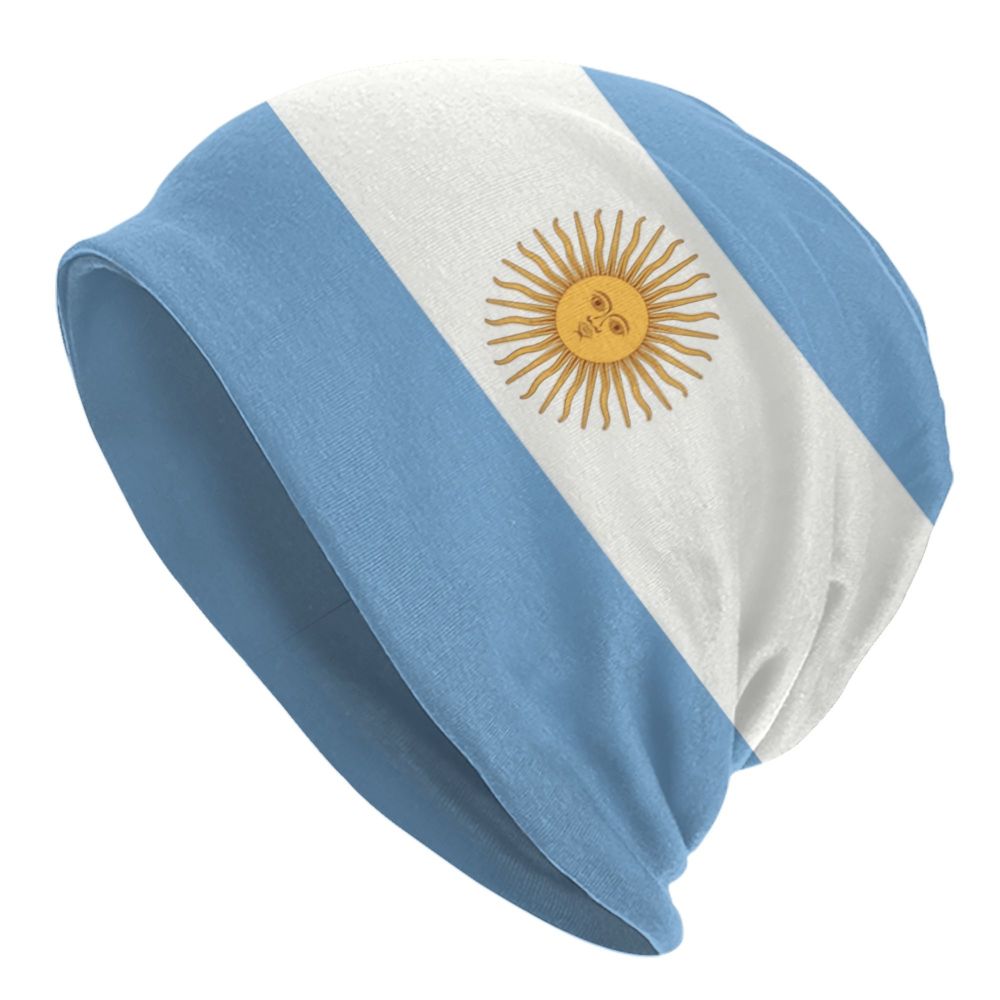 Benutzer definierte Flagge von Argentinien Schädel Mützen Mützen Männer Frauen Unisex Straße Winter warme Strick mütze Erwachsenen Motorhaube Hüte – Detail 1