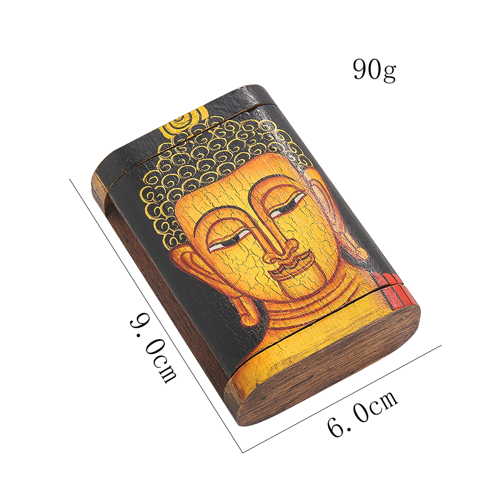 1 Stück Vintage Bemalte Teakholz Buddhistische Nudelbox Kreatives Tischgeschirr für Restaurant und Zuhause Reise-Souvenir Schmuck-Aufbewahrungsbox Handwerk – Detail 1