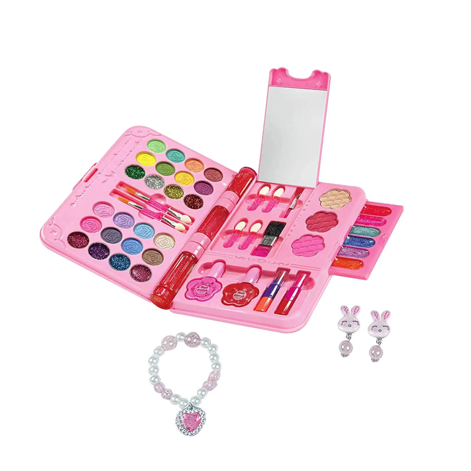 Children Makeup Playing Box, Cosmetics Makeup Toy Playset, Makeup Vanity Toy, Portable Pretend Play Makeup Toy Set for Toddlers