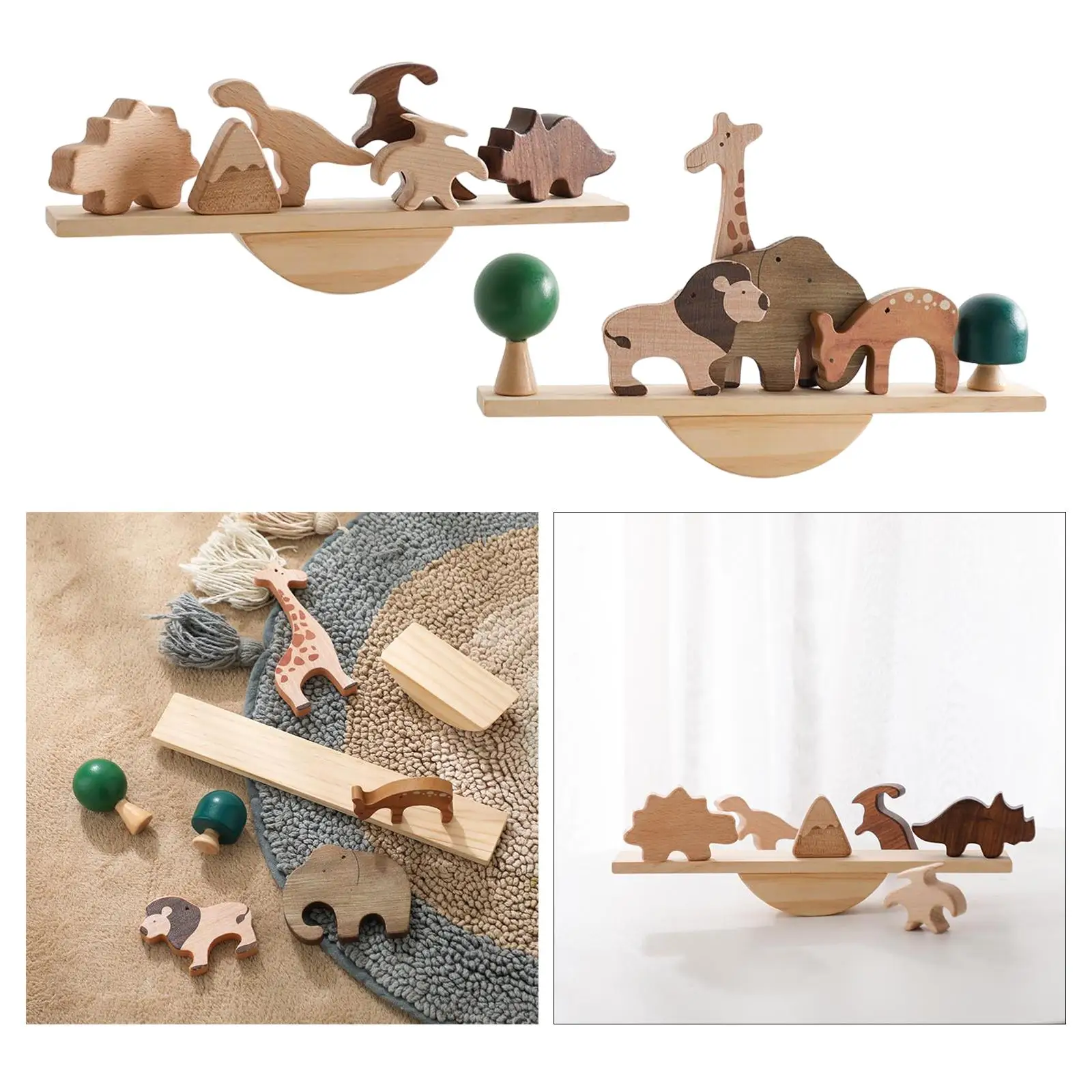 Wood Blocks Balance Game Developmental Sensory Montessori Toys for 3-5 Years