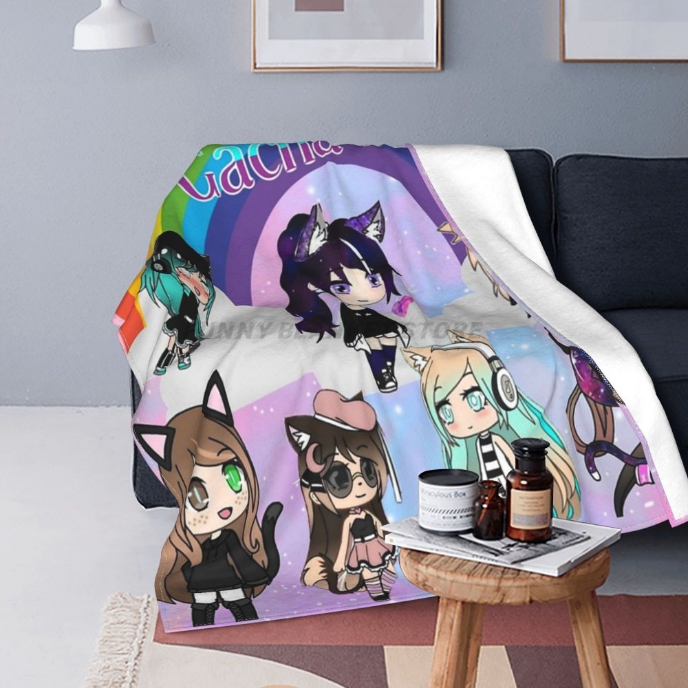 Dress Up Game Gacha Life Blanket 3D Printed Anime Girls Roles Flannel