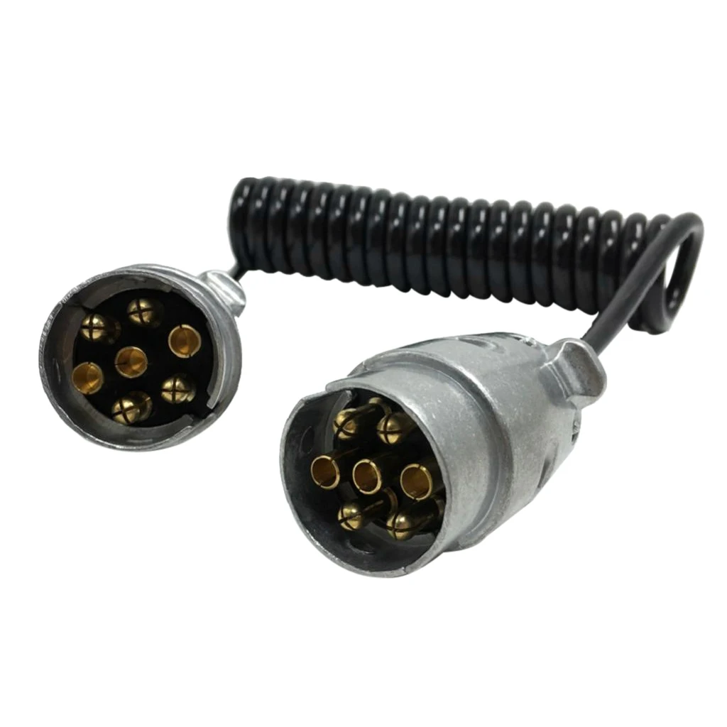 7 Pin Metal Plug Trailer Wiring Cable Connector 12N Type 2 x 7 Pin Plugs