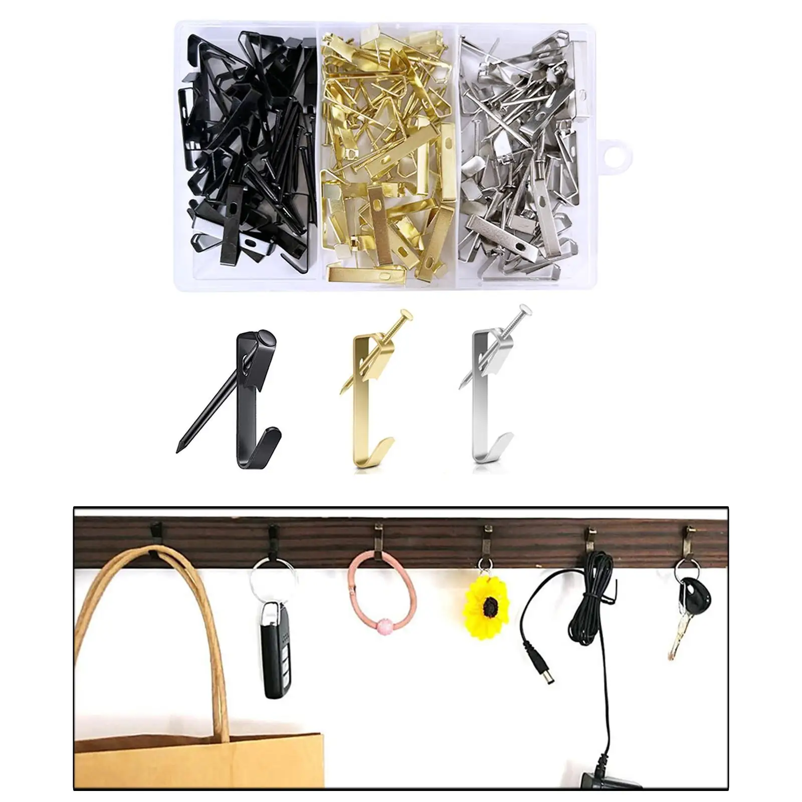 75x Picture Hangers Reusable Picture Hanging Hooks for Clothes Photos Keys