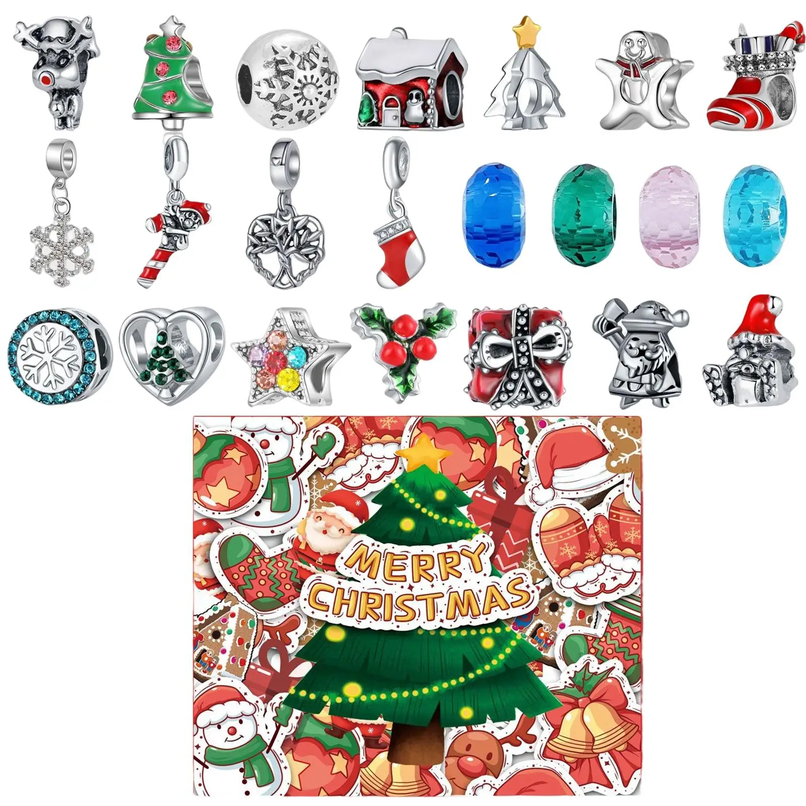 Advent Calendar Christmas Bracelet Making Kit Jewelry Gift Set for Kids