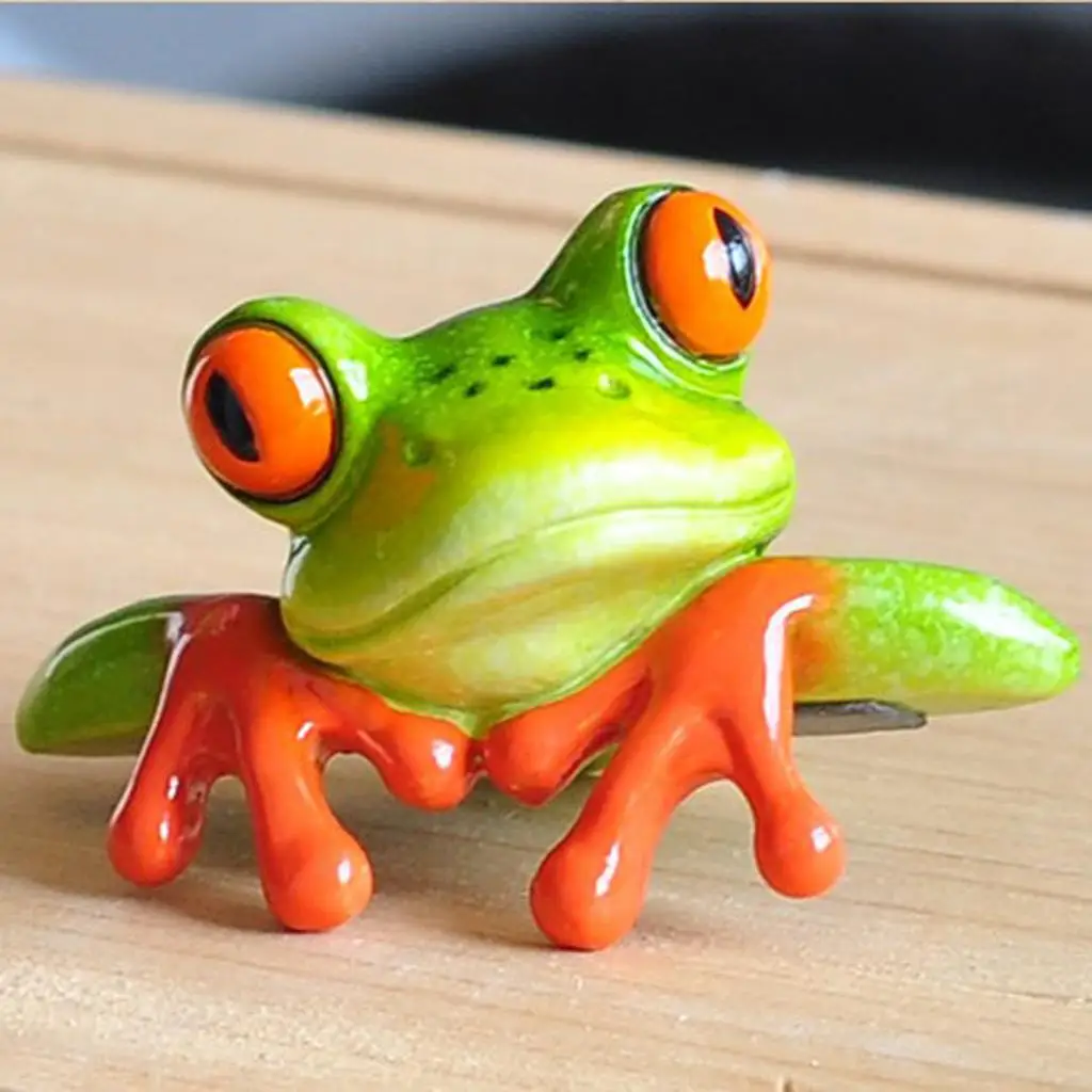 Resin Creative 3D Craft Frog Decoration Office Desk Computer Decoration Gift Home Room Display Garden Lawn Ornament