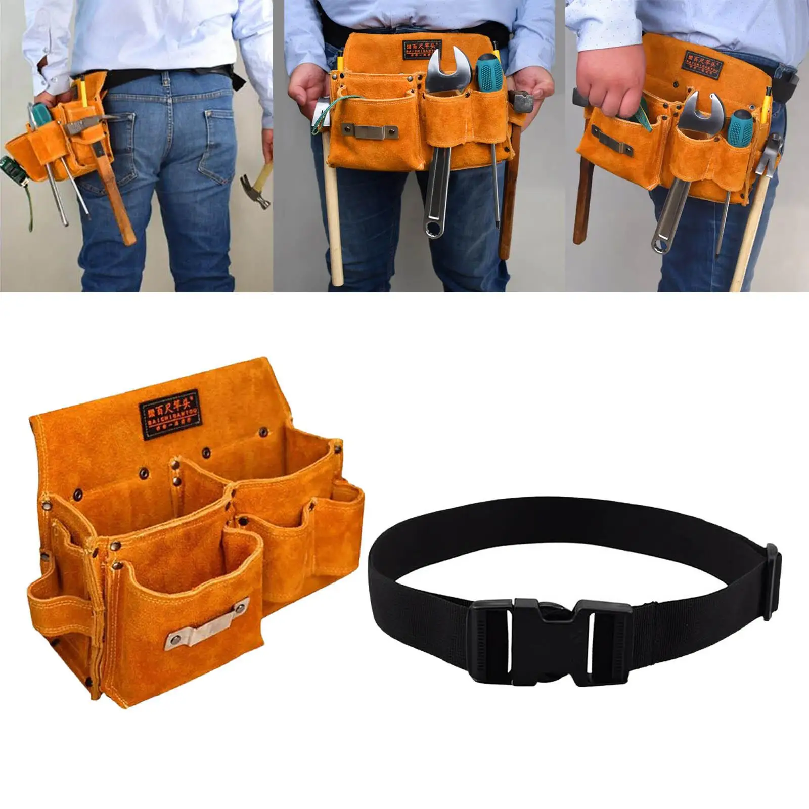 Retro Tool Bag Water Proof Large Capacity Organizer Durable Portable Waist Pack Holder Tool Belt Bag for Electrician Woodworking