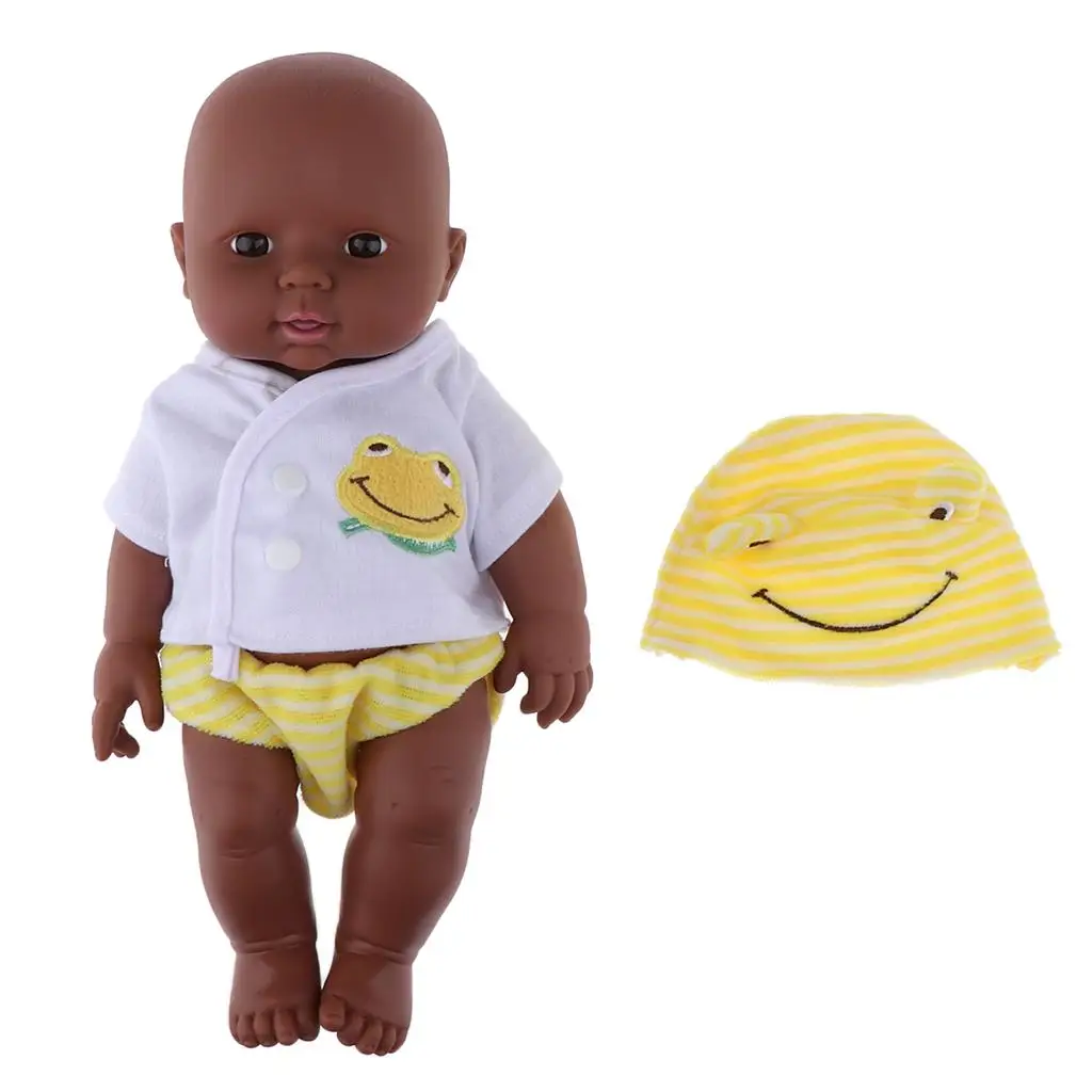 12 Inch Reborn Doll African American Baby Doll With Pajamas,  Gift For Girls 1 2 3 4 5 Year Old - Yellow