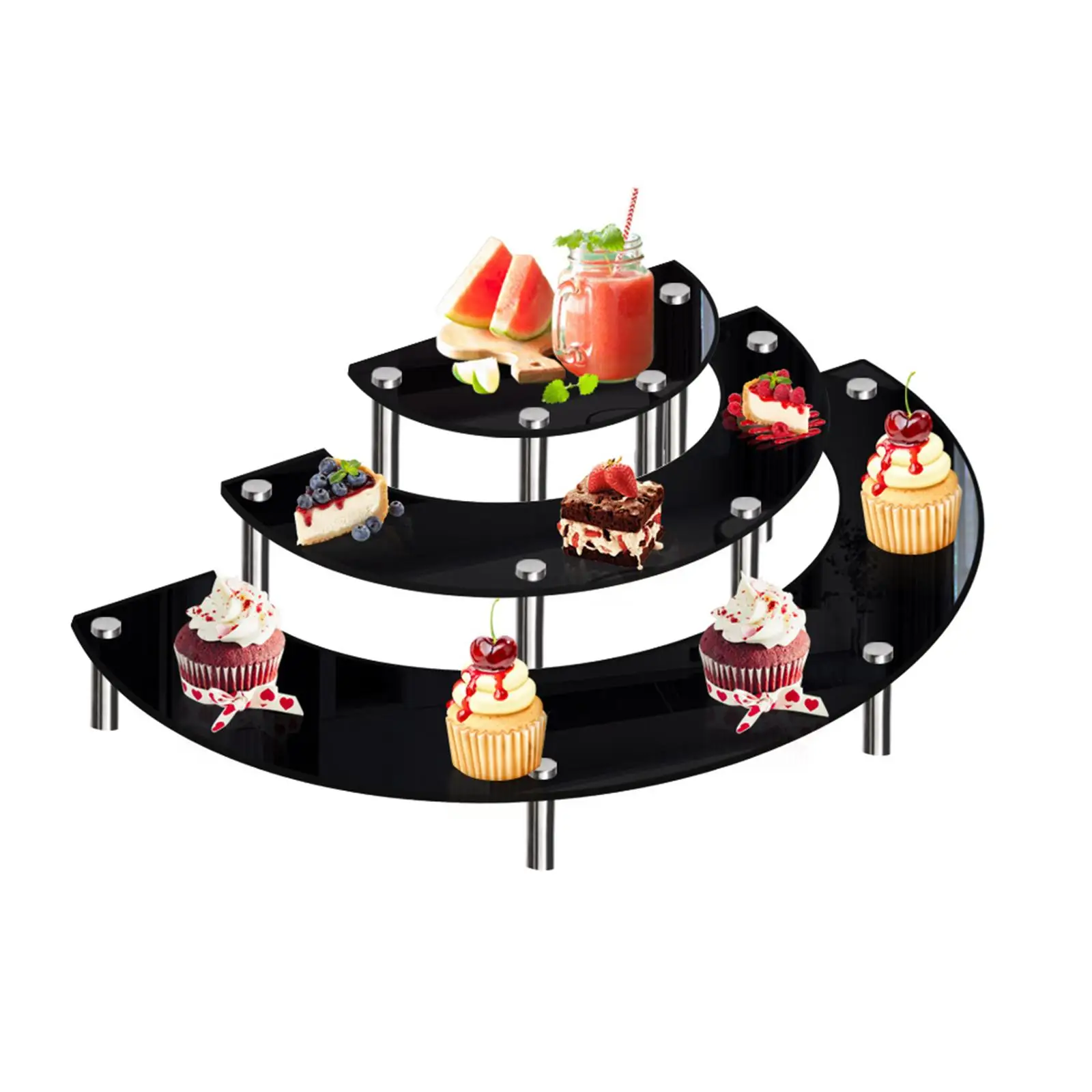 Cupcake Stand 3 Tier Retail Step Shelf Display Stand for Perfume Appetizers Wedding Figurines Cosmetics