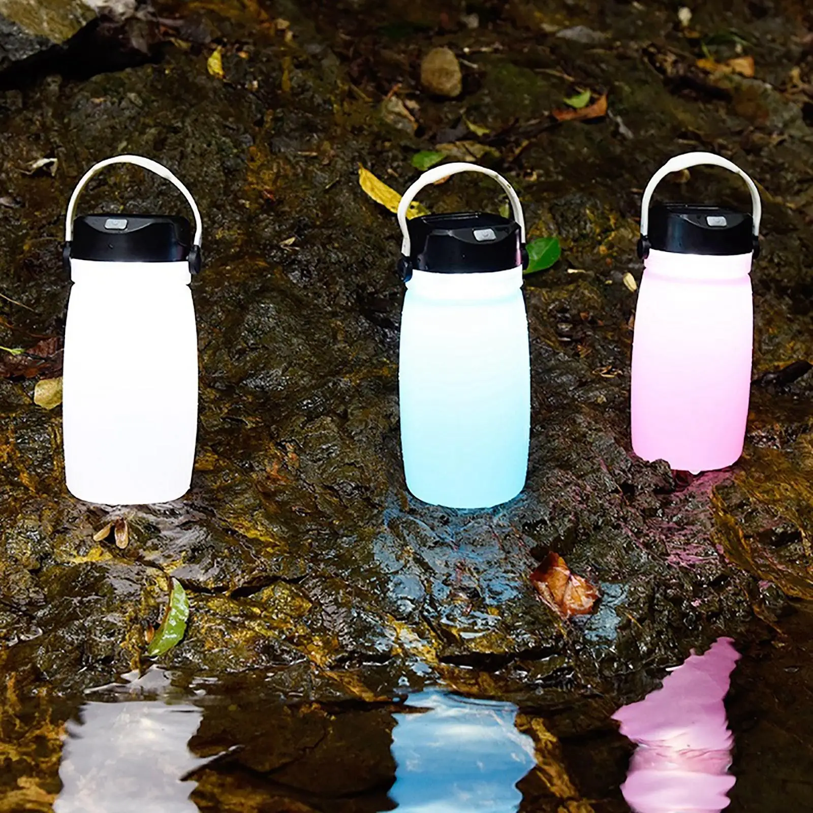 Luminous Water Cup Outdoor Camping Lamp Solar Charging Glow-In-The-Dark Tent Light Creative Water Bottle Silicone Kettle