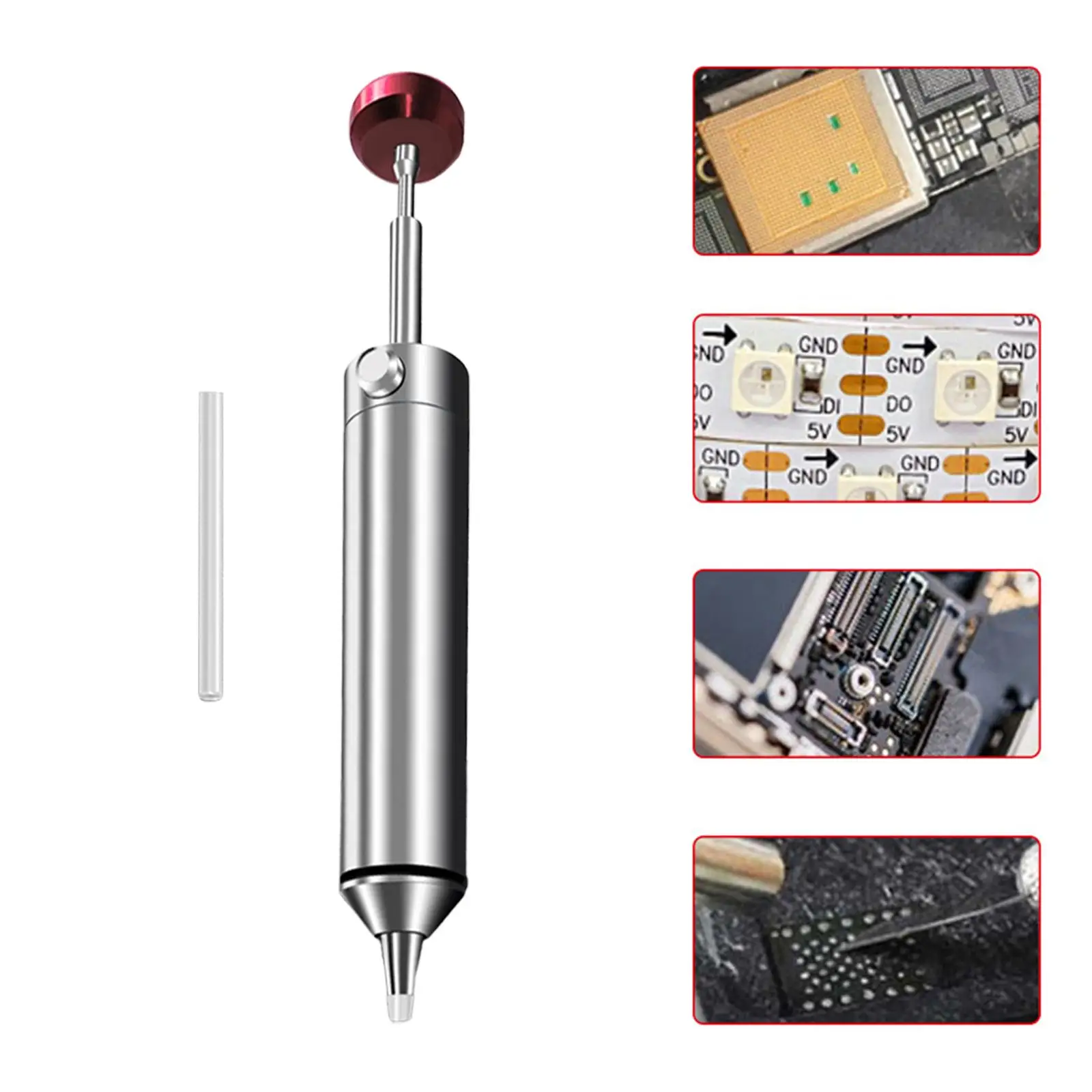 Desoldering Pump Heat Resistant Nozzle Suction Device Solder Removal Tool Silicone Suction Nozzle Aluminum DIY Hand Welding Tool