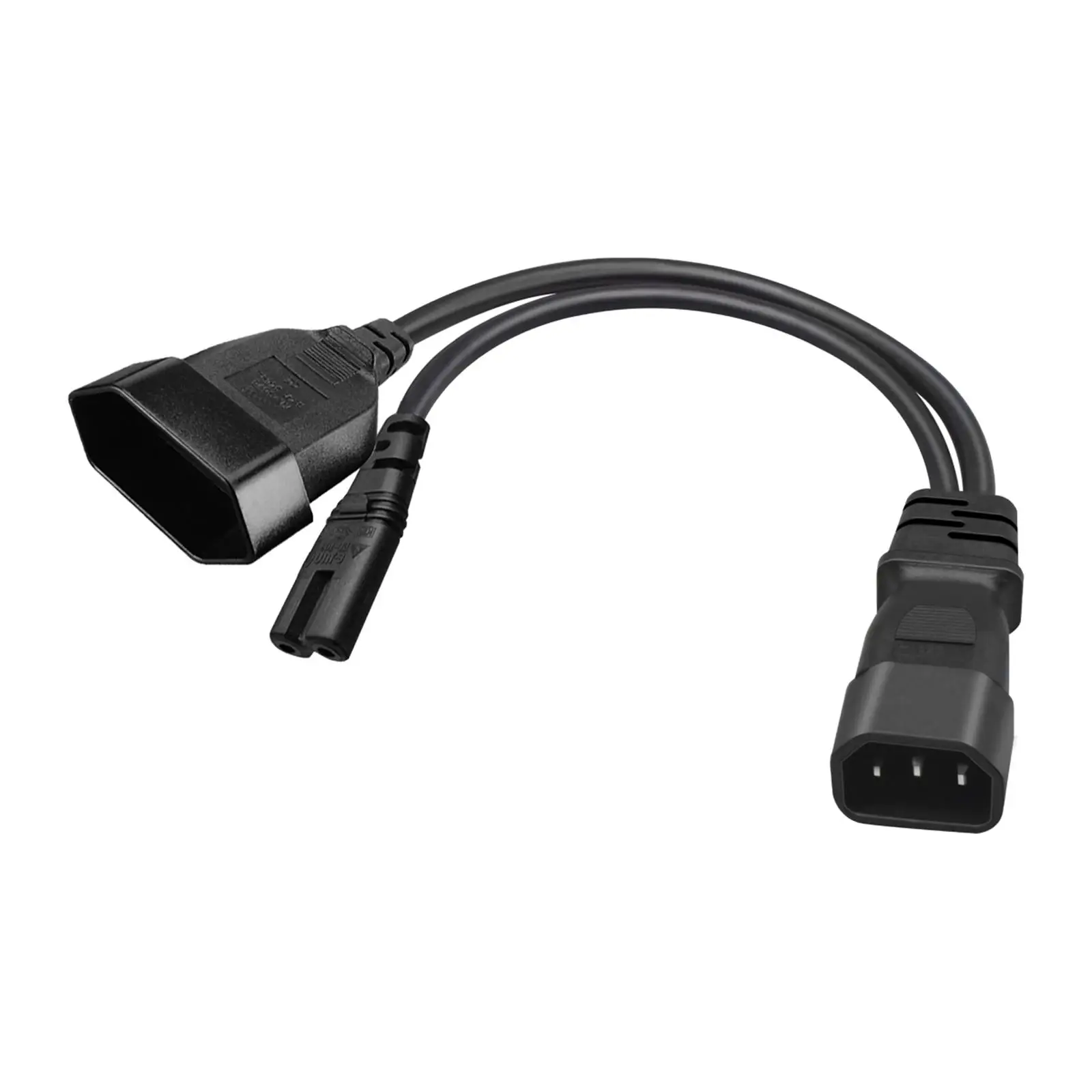 IEC 320 C14 Male to C7 and EU Y Split Power Adapter Cord 1 Replacement Power Line