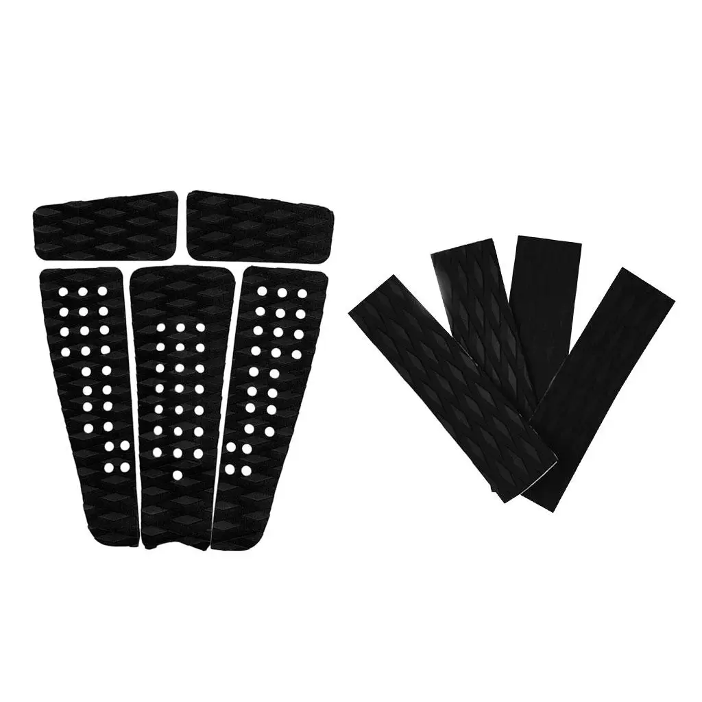 9 Pieces Surfboard Traction Pad, Full Size,  Grip,  for Surfboard Longboard Shortboard (Black)
