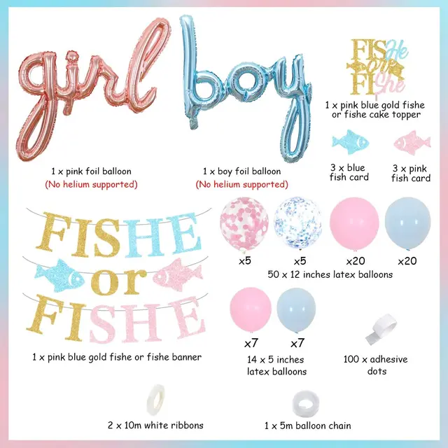 Fishing Gender Reveal Party Decorations Pink Blue Balloon Garland Arch Kit  With Fish He Or Fish She Banner For Baby Boy Or Girl - Ballons &  Accessories - AliExpress