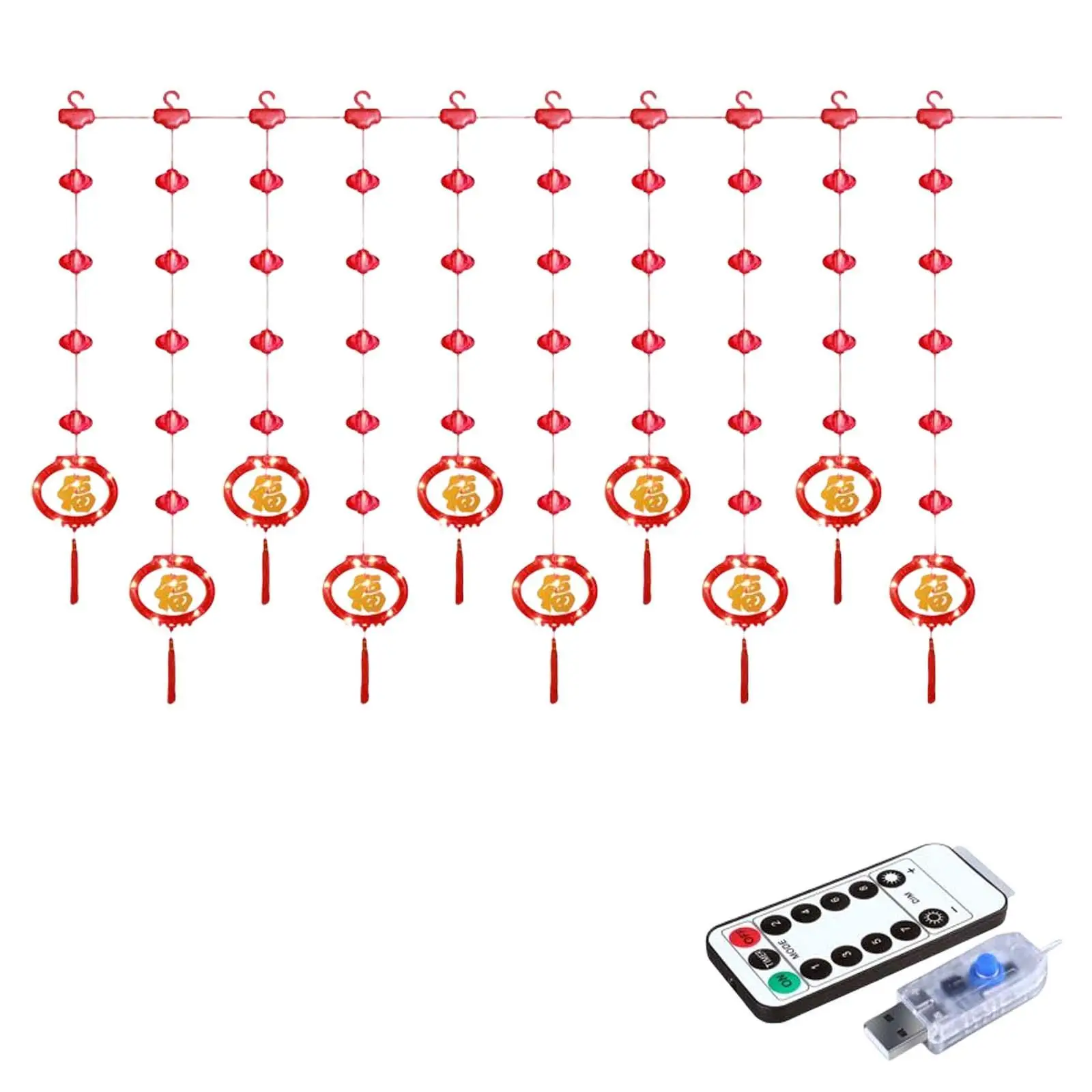 Spring Festival Hanging Lighting with Remote Control New Year LED Chain Lights for Home