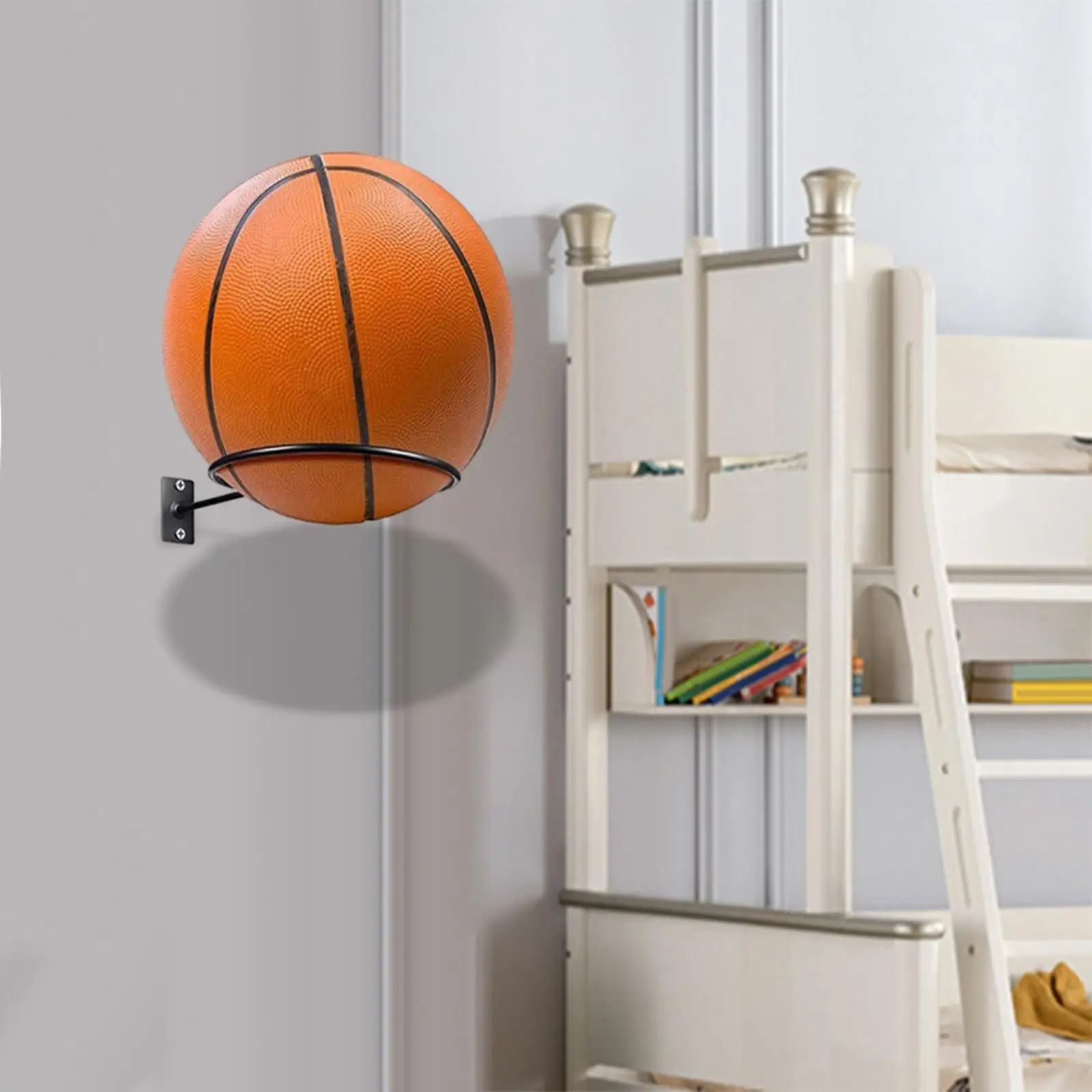 Sports Ball Holder Black Durable Diameter 13.5cm Basketball Wall Display Shelf