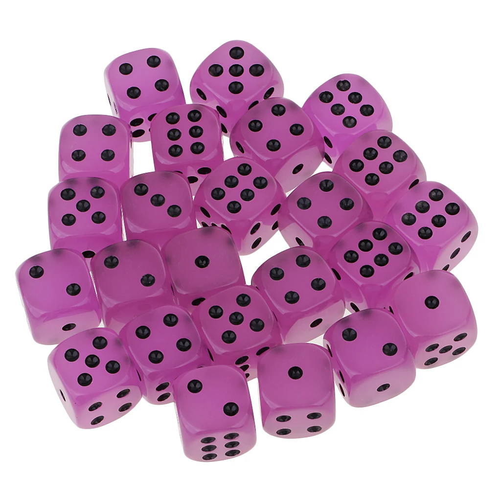 25 Pieces Acrylic Glow Game Dice D6 for Party KTV Card Board Fun Game