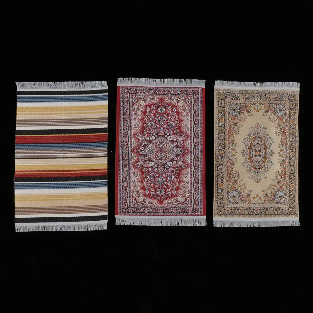 Handmade Miniatures Rug Turkish Style  Covering, Set of 3 Pieces Dollhouse Accessory and Furniture, Vintage Style