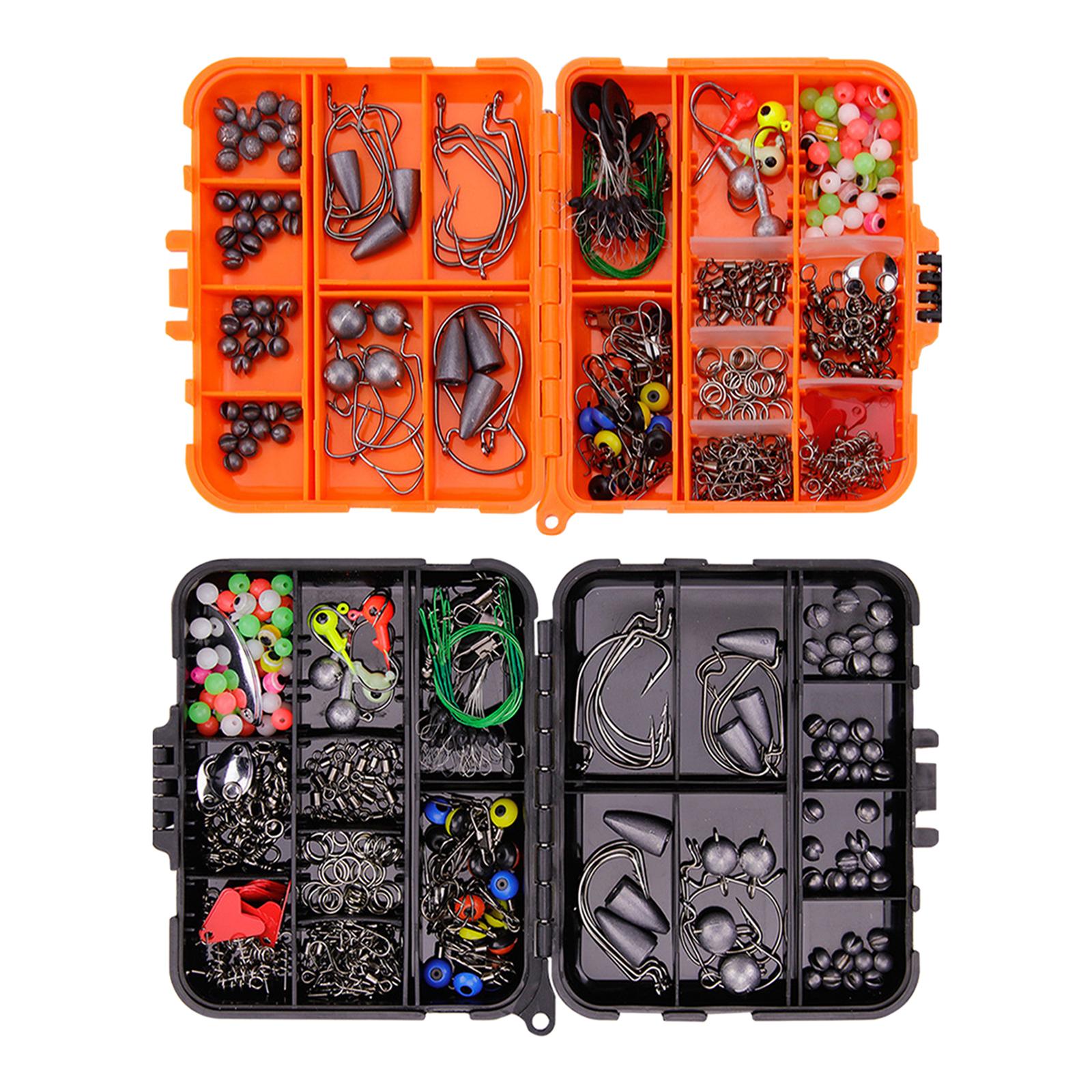 257-piece Fishing Accessory Kit, Including Jig Hooks, Bass Casting Weights, Fishing Swivels,