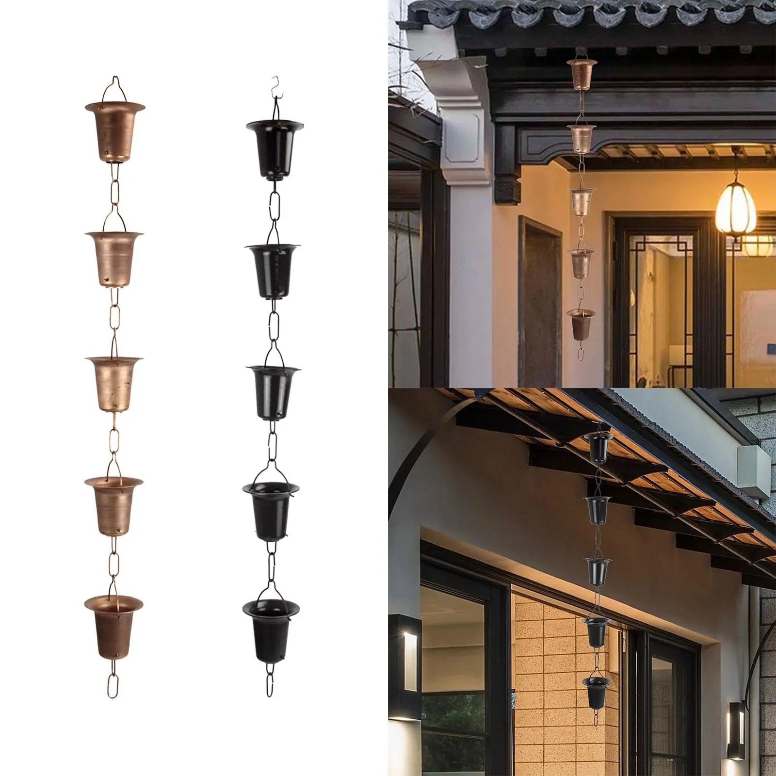 Rain Chains Cup Rain Chain Rain Collectors Cups Decorative Replacement Downspouts Outside for Roofs Gazebos Backyard Home Sheds
