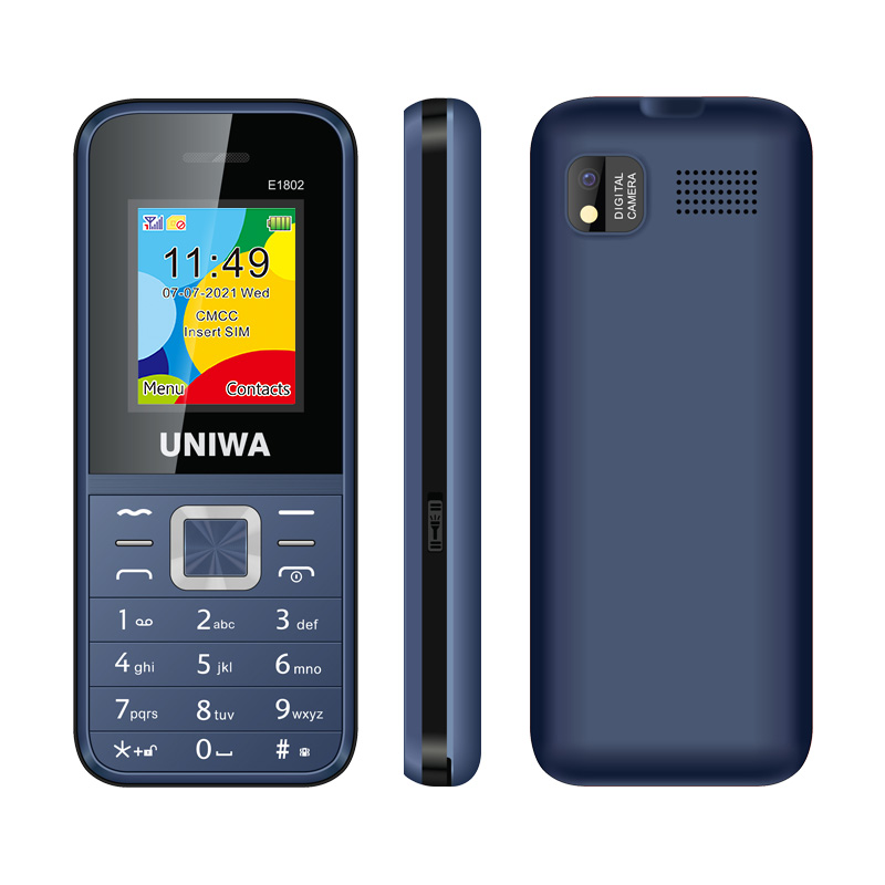 UNIWA E1802 2G Cellphone 1.77 Inch Flip Phone Push Button 1800mAh Telephone for Senior Elder Dual SIM Dual Standby Wireless FM