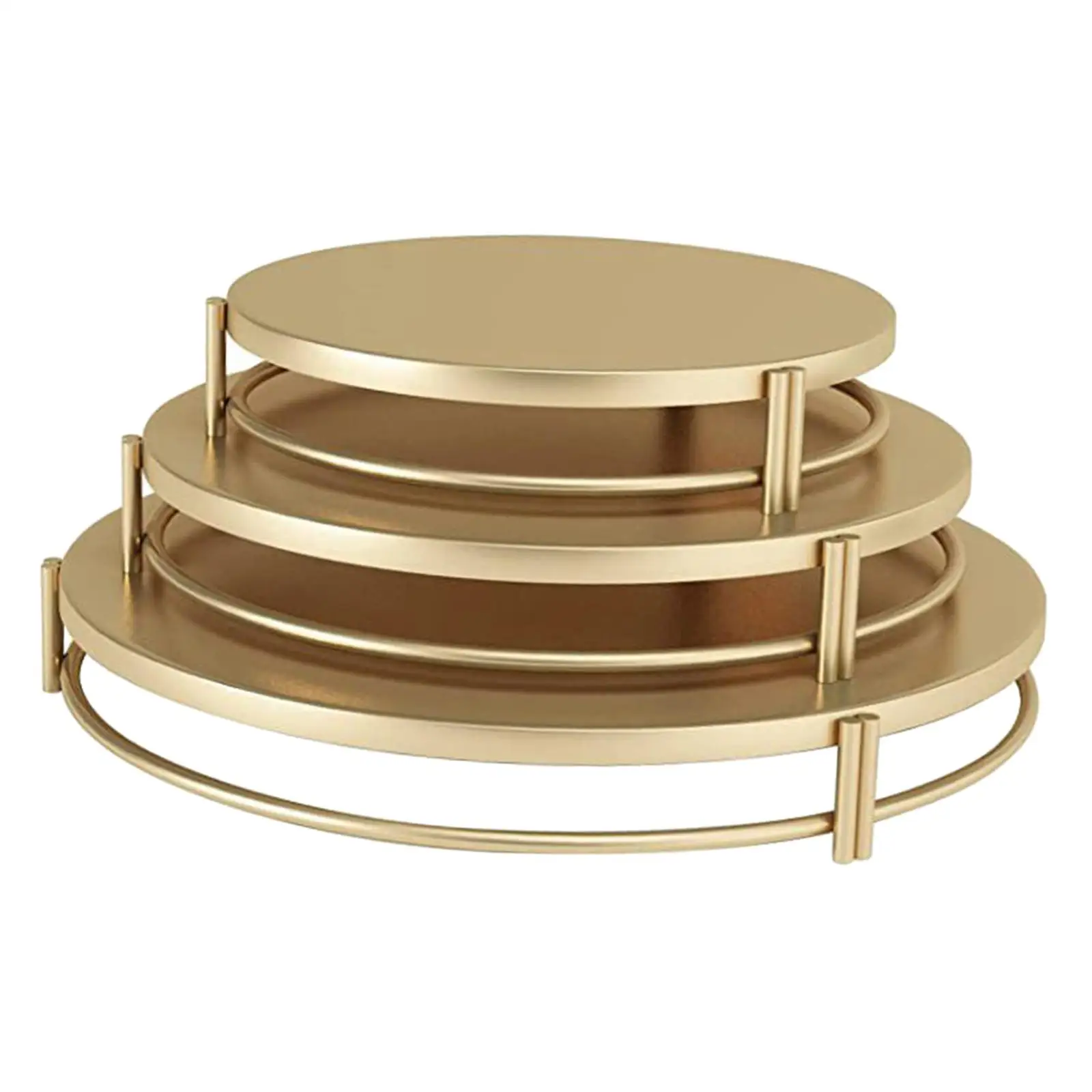 3 Pieces Gold Metal Cake Stands Fruit Plate Round Elegant ,20cm 25cm 30cm