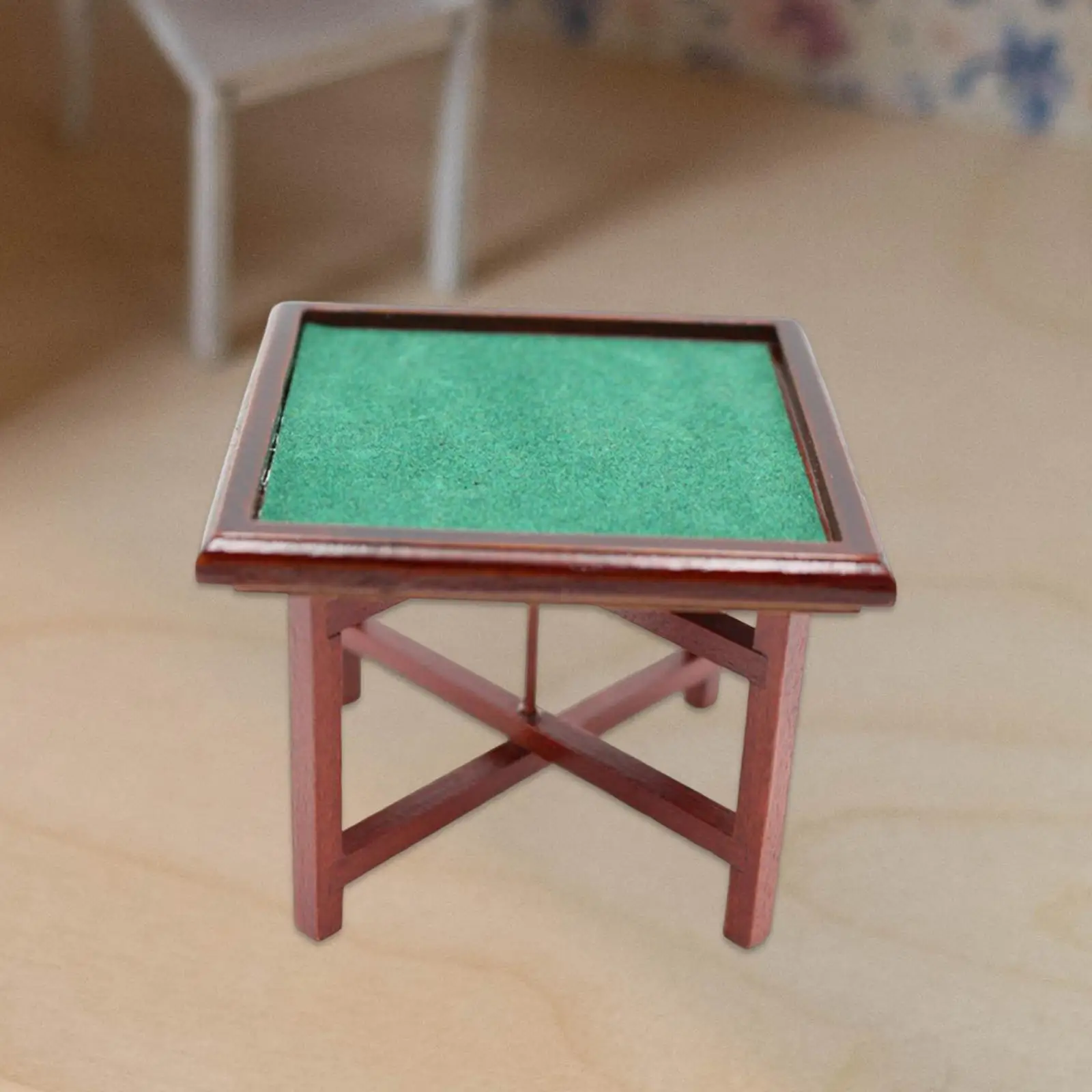 Dollhouse Miniature Chinese Mahjong Table Miniature Desk for Dollhouse Decor