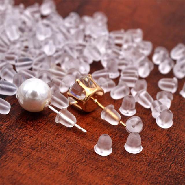 150 Fermoirs Pour Boucles D'oreilles En Caoutchouc Transparent - Forme Frisbee, Pour Clous Et Pendantes