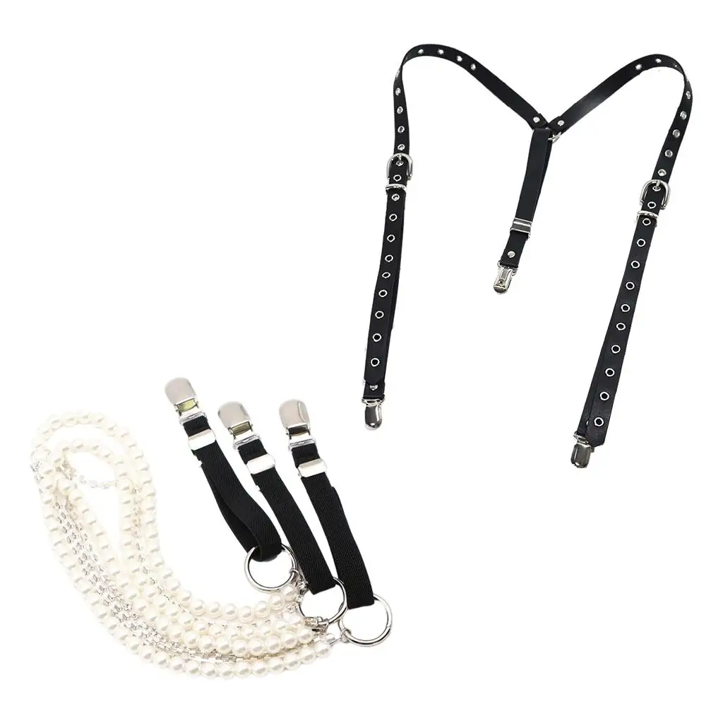 Fashion suspenders women High Quality belts Suspenders Adjustable 3 metal Clip Belt Strap Suspenders