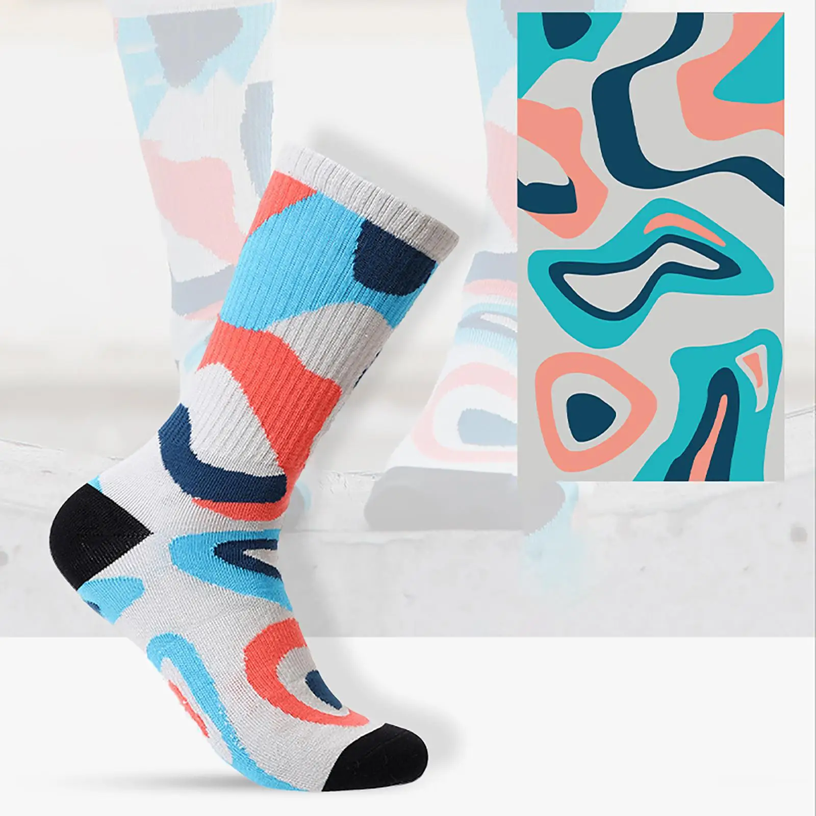Men Women Colorful Patterned Crew Socks Combed Cotton Fashionable Cool Novelty Casual Crazy Sports Socks for Running Basketball