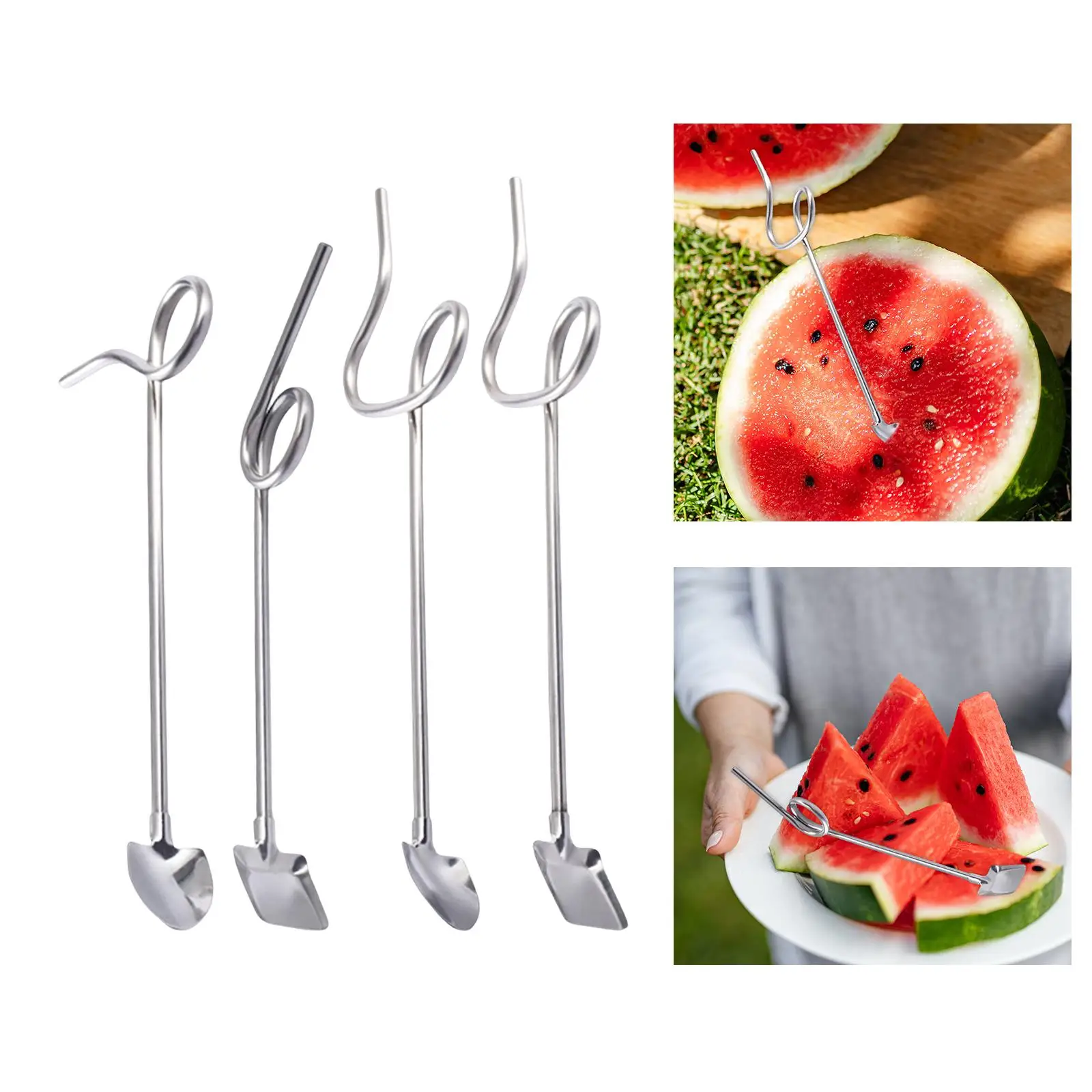 Reusable Straws Scoop Lightweight Irregular Multifunctional Tableware Stainless Steel for Mixing Kitchen Smoothies Coffee Tea