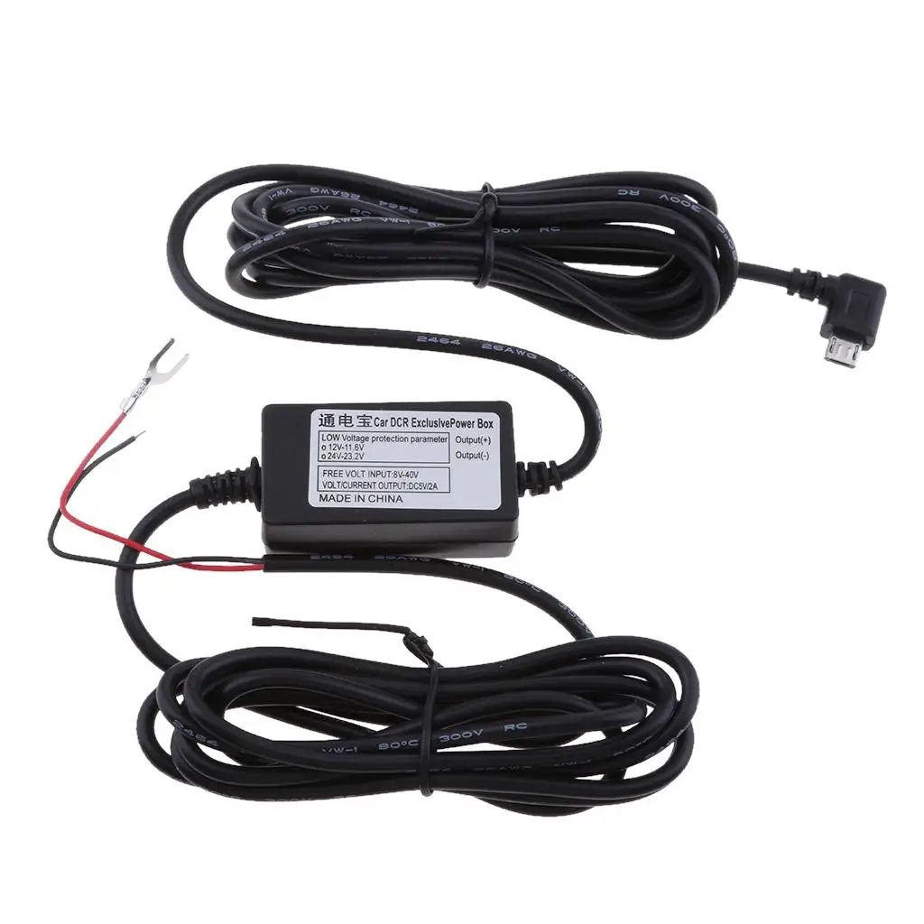 4m Micro USB Hard Wire Car Charger  for Vehicle Camera DVR