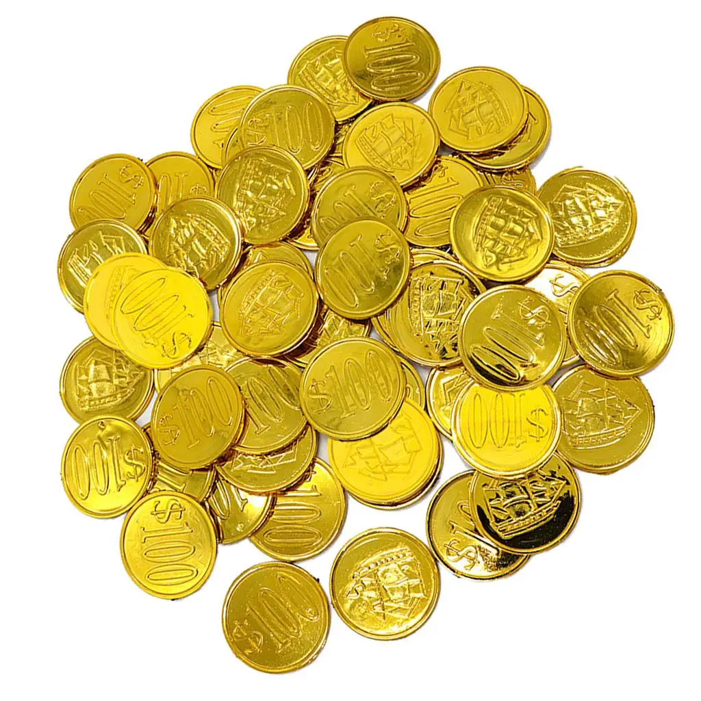 100 Pcs Pirate Coins for Birthday Party Favors Props Craft