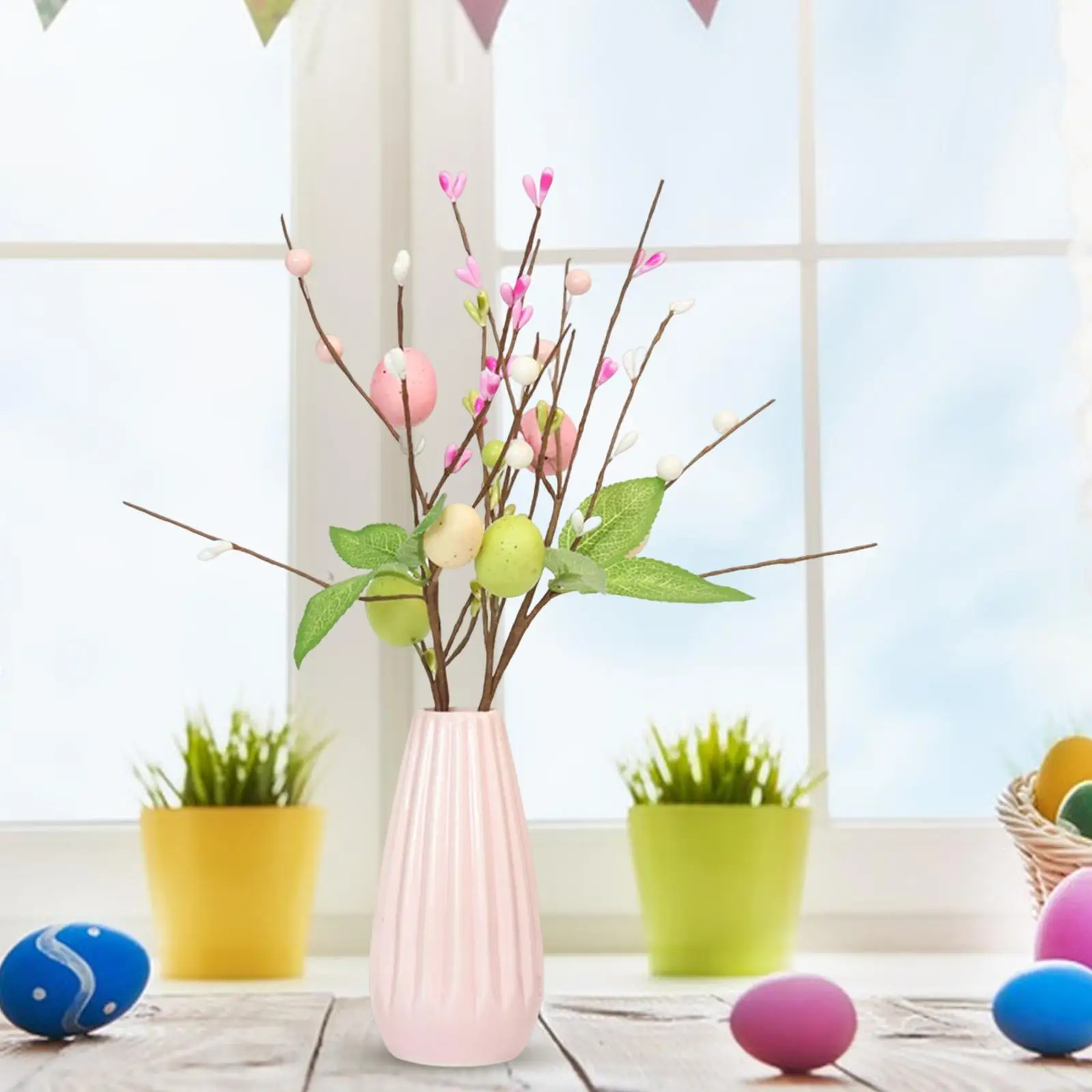 5x Artificial Easter Stems Decoration Wall Hanging Home Decor Crafts Floral Arrangement Easter Spray for Living Room Garland